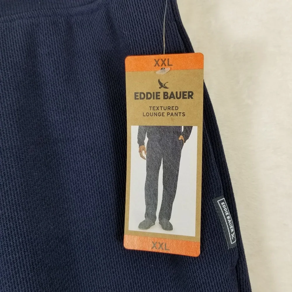 Eddie Bauer Lounge Pants Men XXL Navy Blue Textured Drawstring  NEW